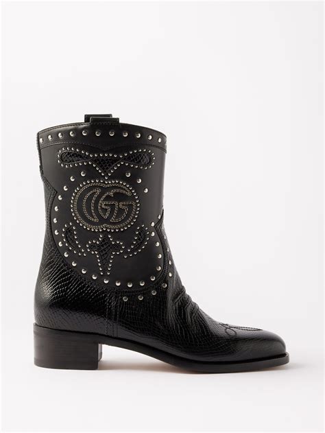 gucci snakeskin effect leather boots